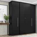 Ver imagem 1 de Guarda-Roupa Solteiro 4 Portas 2 Gavetas Madeira 181x49x206cm Splendore Preto