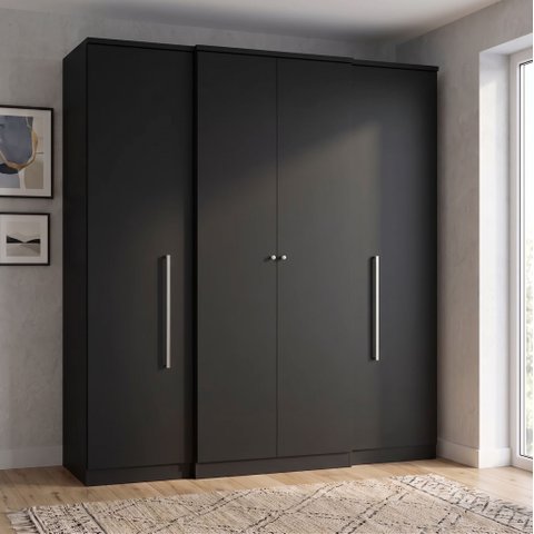 Guarda-Roupa Solteiro 4 Portas e 2 Gavetas 206 x 181cm Splendore Yescasa Preto