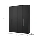 Ver imagem 3 de Guarda-Roupa Solteiro 4 Portas e 2 Gavetas 206 x 181cm Splendore Yescasa Preto