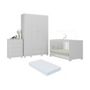 Ver imagem 1 de Quarto de Bebê Completo Berço Americano 3 em 1 Colchão Allegra Multimóveis Mp4602 Branco