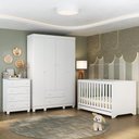 Ver imagem 2 de Quarto de Bebê Completo Berço Americano 3 em 1 Colchão Allegra Multimóveis Mp4602 Branco