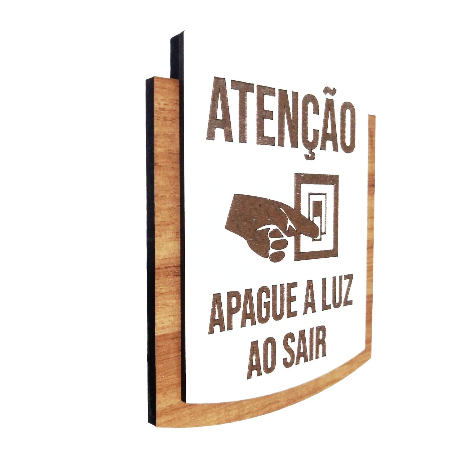 Placa De Sinalização Atenção Apague A Luz Ao Sair Madeiramadeira 1521