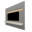Ver imagem 1 de Painel Nobre Com Nicho 230cm para TV até 85 Polegadas com LED Gelius Cor Cinza Off White