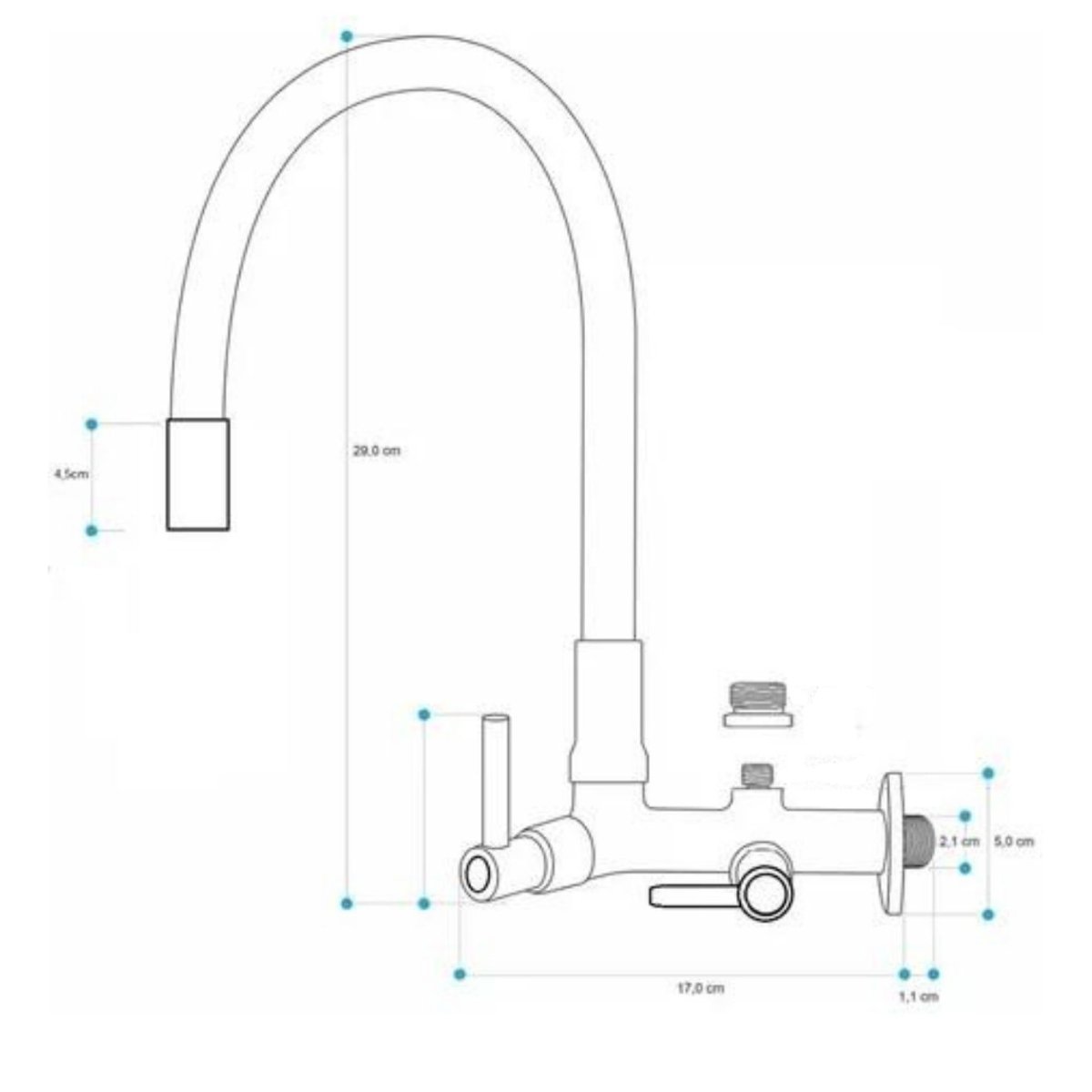 Torneira Gourmet Preta Parede Cozinha Saída Filtro 1/2" ou Purificador 1/4" 2162 Corpo Preto T P - 7