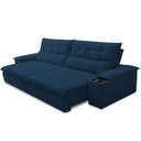 Ver imagem 6 de Sofá Retrátil Reclinável para Sala de Estar Living 250cm Ártico F04 Veludo Azul - Lyam Decor