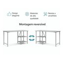 Ver imagem 3 de Kit Bancada Gourmet + Estante Mesa Star 110 Industrial 4 Prateleiras Preto com Off White Klm Store