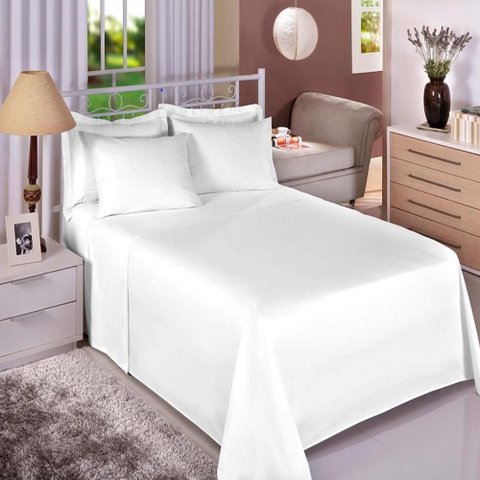 Jogo Cama Casal Algodão 130 Fios Liso Conforto Macio