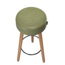 Ver imagem 4 de Kit 2 Banquetas Alta Paris Pé Madeira Bar Cozinha Espaco Gourmet Couro Pu Verde Musgo