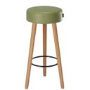 Ver imagem 2 de Kit 2 Banquetas Alta Paris Pé Madeira Bar Cozinha Espaco Gourmet Couro Pu Verde Musgo