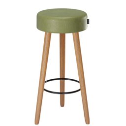 Kit 2 Banquetas Alta Paris Pé Madeira Bar Cozinha Espaco Gourmet Couro Pu Verde Musgo - 2