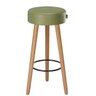 Kit 2 Banquetas Alta Paris Pé Madeira Bar Cozinha Espaco Gourmet Couro Pu Verde Musgo - 2