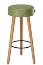 Ver imagem 2 de Kit 2 Banquetas Alta Paris Pé Madeira Bar Cozinha Espaco Gourmet Couro Pu Verde Musgo