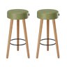 Kit 2 Banquetas Alta Paris Pé Madeira Bar Cozinha Espaco Gourmet Couro Pu Verde Musgo - 1