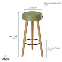 Kit 2 Banquetas Alta Paris Pé Madeira Bar Cozinha Espaco Gourmet Couro Pu Verde Musgo - 6