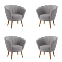 Ver imagem 1 de Kit 4 Poltronas Pétala Sued Cinza Claro Pés Palito - Kimi Design