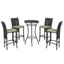 Ver imagem 1 de Mesa Bistrô e 4 Banquetas Roma Preta, Corda Estofado 7 Trama Preto