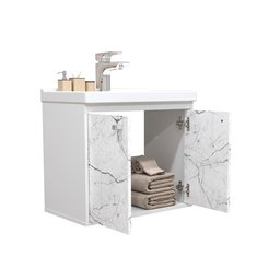 Kit Gabinete Banheiro Armario Cuba Pia com Espelheira - Bergamo Branco - 3