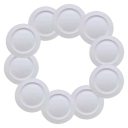 Jogo C/ 50 Pratos Plásticos de Sobremesa Brancos Duros - 1