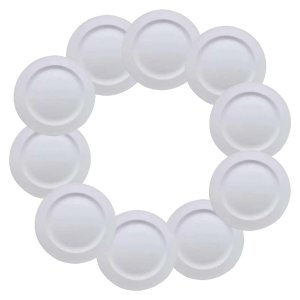 Jogo C/ 50 Pratos Plásticos de Sobremesa Brancos Duros