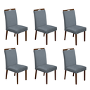 Ver imagem 1 de Kit 6 Cadeiras de Jantar Madeira Maciça em Linho Heloísa Cor da Estrutura:mel;cor do Assento:cinza V