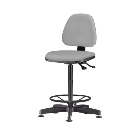 Cadeira Sky Assento Courino Cinza Claro Base Caixa Fixa Metalica Preta - 54817