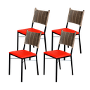 Ver imagem 1 de Kit 4 Cadeiras Para Cozinha Preta Ratan Cappuccino Assento Estofado - Vermelho
