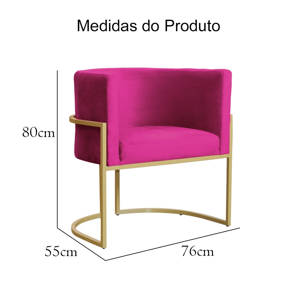 Kit 02 Poltronas Decorativa Luana Luxo Veludo Cores - DS Estofados - Pink - 8