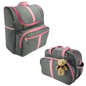 Kit Bolsa Maternidade 2 Peças com Mochila 2 em 1 e Bolsa G Mz Rosa
