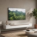 Ver imagem 1 de Rack Suspenso Slim Curvo 180cm para Tv até 65” Moderno Luxo Mdp/mdf com Portas Basculantes Branco Ce