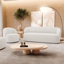 Ver imagem 2 de Poltrona Giratória e Sofá Orgânico Living Leez 170cm 02 Lugares Bouclê Off White - Desk Design