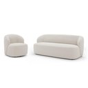 Ver imagem 1 de Poltrona Giratória e Sofá Orgânico Living Leez 170cm 02 Lugares Bouclê Off White - Desk Design