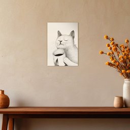 Placa Decorativa Mdf Gato e Café Sala Quarto Escritório Gt3 - 5