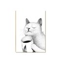 Ver imagem 1 de Placa Decorativa Mdf Gato e Café Sala Quarto Escritório Gt3