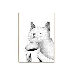 Placa Decorativa Mdf Gato e Café Sala Quarto Escritório Gt3 - 1