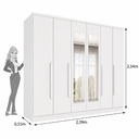 Ver imagem 4 de Guarda Roupa Casal com Espelho 6 Portas 4 Gavetas 239cm Veneza