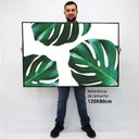 Ver imagem 2 de Quadro Decorativo em Canvas Folhagem Costela de Adão TaColado Moldura Flutuante 4,5cm Freijó 120 x 8