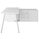 Ver imagem 5 de Mesa L Diretor Escritório com Armário Lateral 3 Gavetas 200cm Industrial Tampo Cavado e Pés Metal Executive Cinza