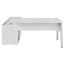 Ver imagem 7 de Mesa L Diretor Escritório com Armário Lateral 3 Gavetas 200cm Industrial Tampo Cavado e Pés Metal Executive Cinza