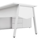 Ver mais imagens de Mesa L Diretor Escritório com Armário Lateral 3 Gavetas 200cm Industrial Tampo Cavado e Pés Metal Executive Cinza