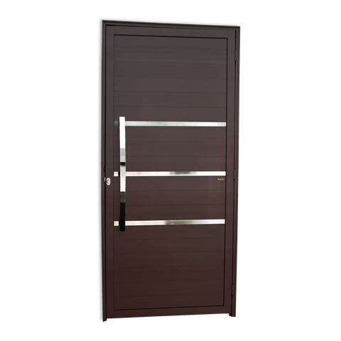 Porta Alumínio Lambril Evolution c/Puxador e.Marrom Corten 100 Brimak