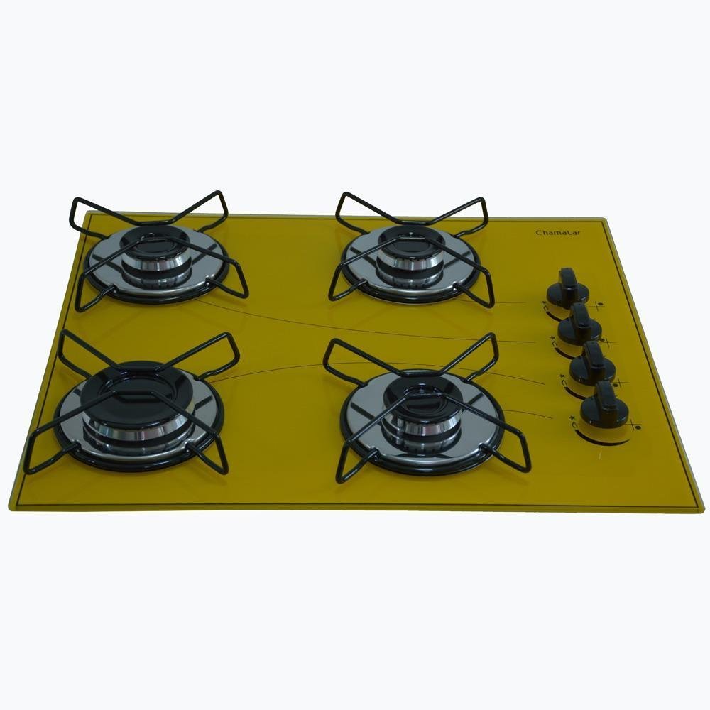 Cooktop Gás 4 Bocas Ultra Chama 127/220 Amarelo