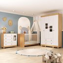 Ver imagem 2 de Quarto de Bebê Completo com Berço 3 em 1 para Colchão 130x60cm Sol Multimóveis Mp4518 Madeirado/