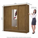 Ver imagem 3 de Guarda Roupa Casal com Espelho 3 Portas de Correr 3 Gavetas 6 Prateleiras 179cm Dubai Cinamomo - Carioca Móveis