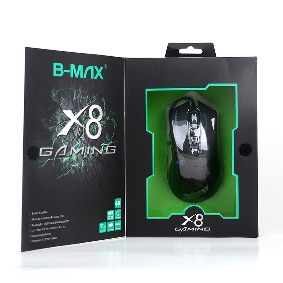 Mouse Gamer X8 Gaming B-max Usb 3600dpi 8 Botões Preto - 4
