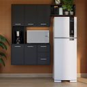 Ver imagem 1 de Armário de Cozinha Compacto com Nicho para Micro-ondas, 5 Portas e 2 Gavetas Preto