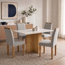 Ver imagem 1 de Conjunto de Mesa 4 Cadeiras Carol 120x80cm MDF Cinamomo Off White e Cinza