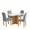 Ver imagem 2 de Conjunto de Mesa 4 Cadeiras Carol 120x80cm MDF Cinamomo Off White e Cinza