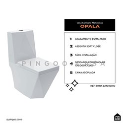 Vaso Sanitário Monobloco Opala Pingoo.casa - Branco - 2