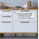 Ver imagem 5 de Cozinha Compacta Modulada 100% MDF 4 Peças 7 Portas 5 Gavetas e Vidro 274cm Vicenza Espresso Móveis Branco/Amêndoa