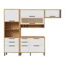 Ver imagem 2 de Cozinha Compacta Modulada 100% MDF 4 Peças 7 Portas 5 Gavetas e Vidro 274cm Vicenza Espresso Móveis Branco/Amêndoa